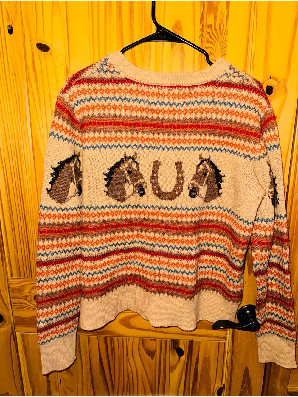 Kiel James Patrick Cream Crewneck with Horse & Striped Fair Isle - Picture 3 of 3